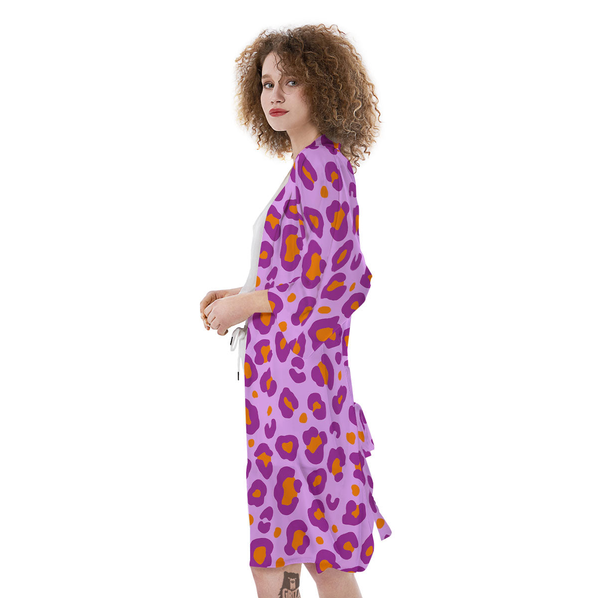 Leopard Purple And Orange Print Kimono-grizzshop