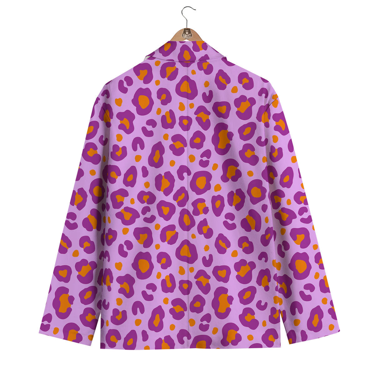 Leopard Purple And Orange Print Men's Blazer-grizzshop