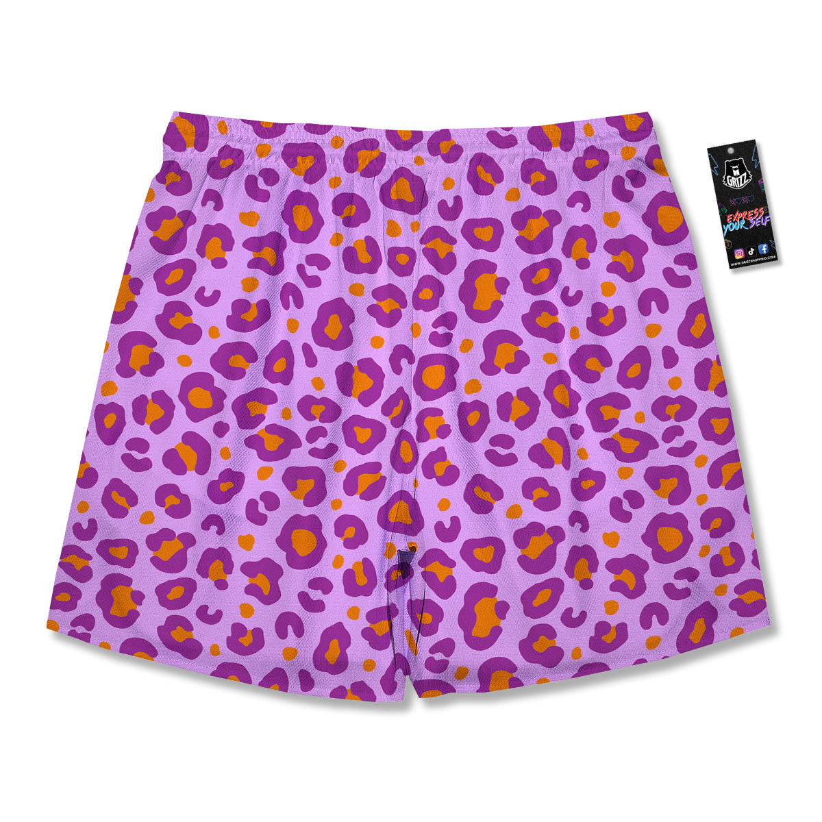 Leopard Purple And Orange Print Men's Running Shorts-grizzshop
