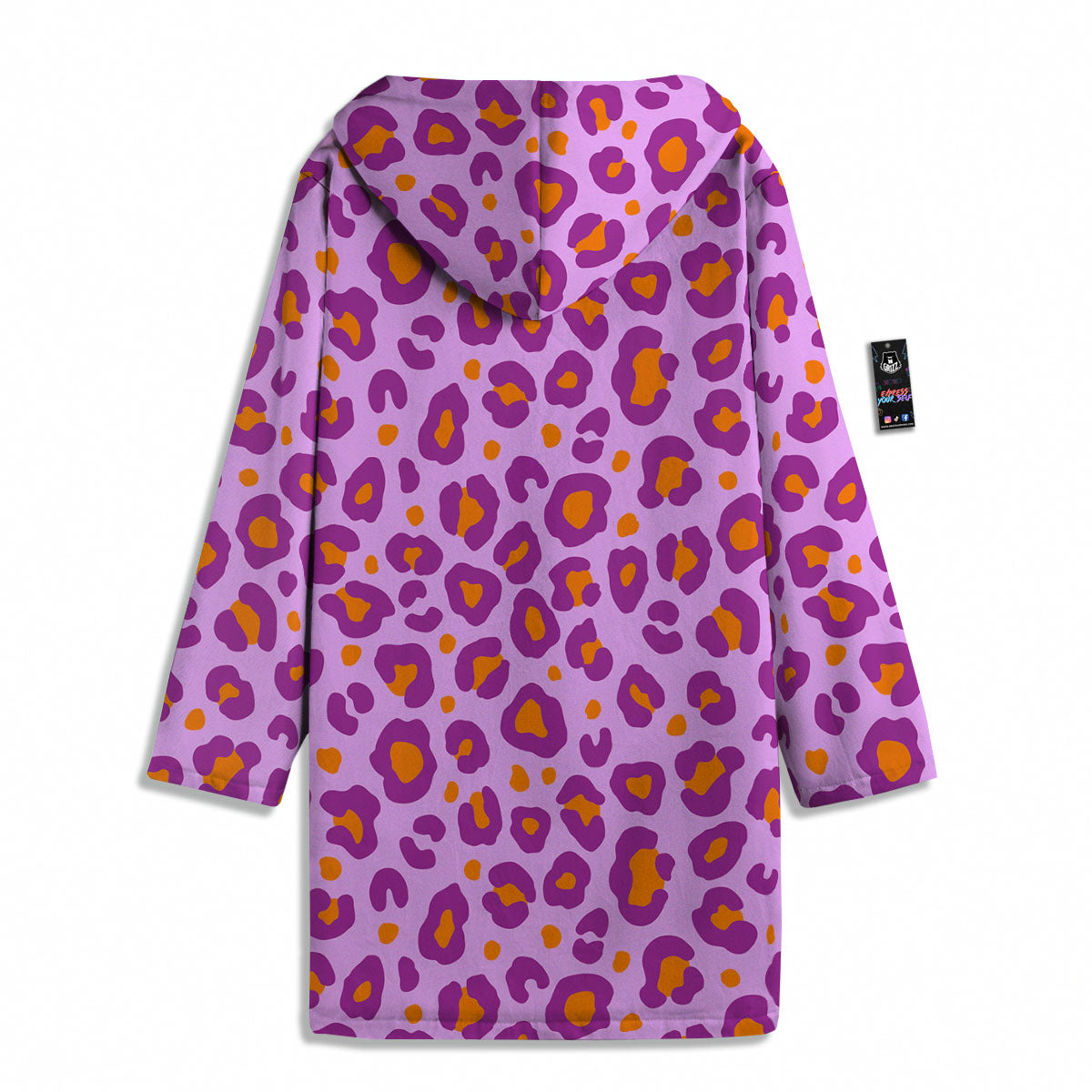Leopard Purple And Orange Print Men's Windbreaker Jacket-grizzshop