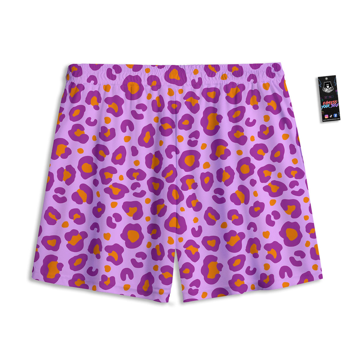 Leopard Purple And Orange Print Mesh Shorts