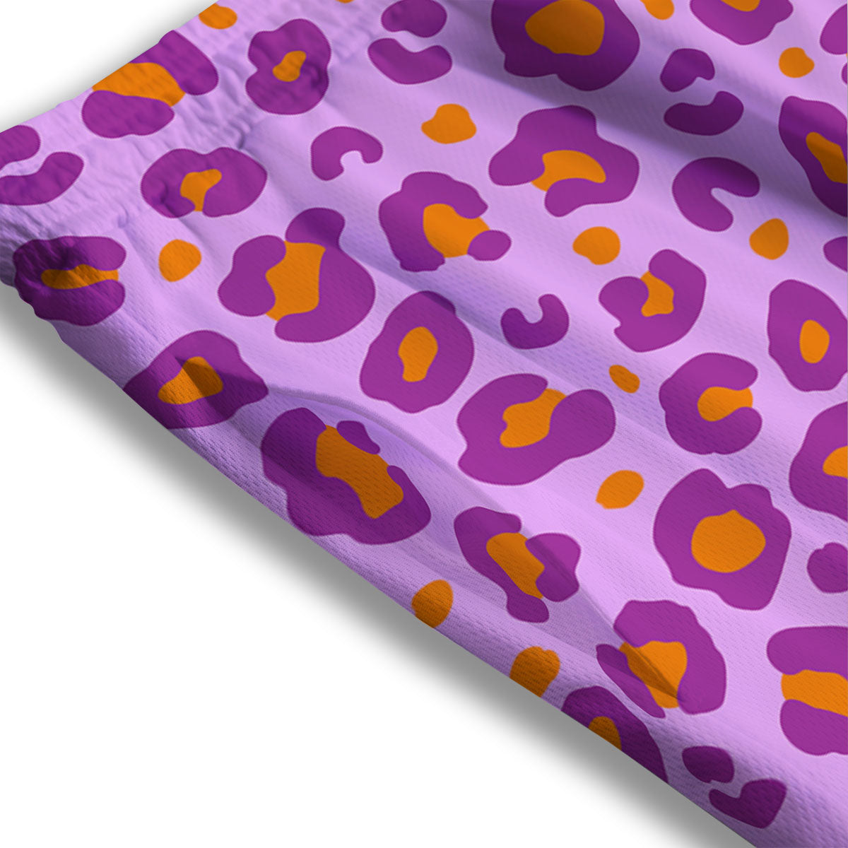 Leopard Purple And Orange Print Mesh Shorts