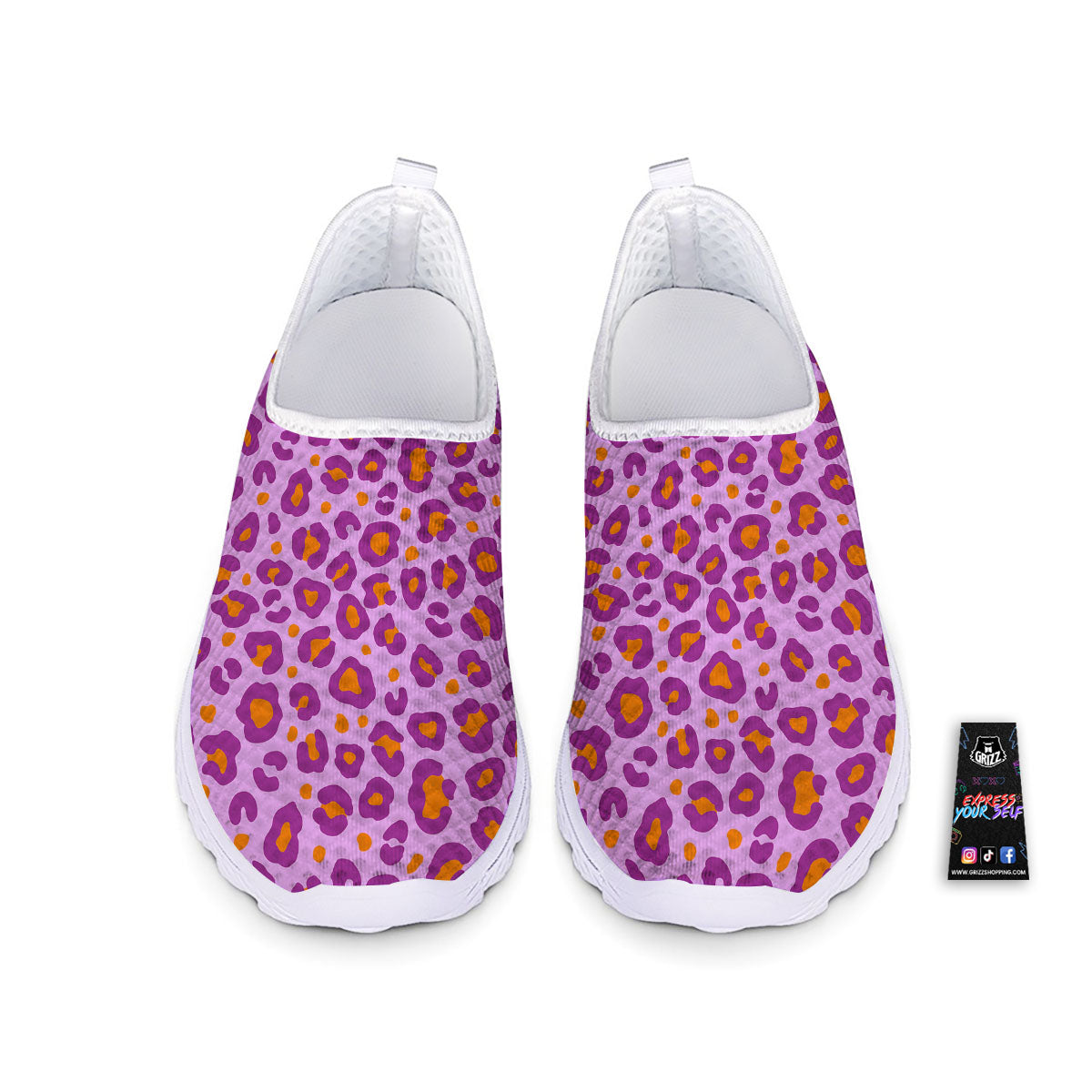 Leopard Purple And Orange Print Nurse Shoes-grizzshop