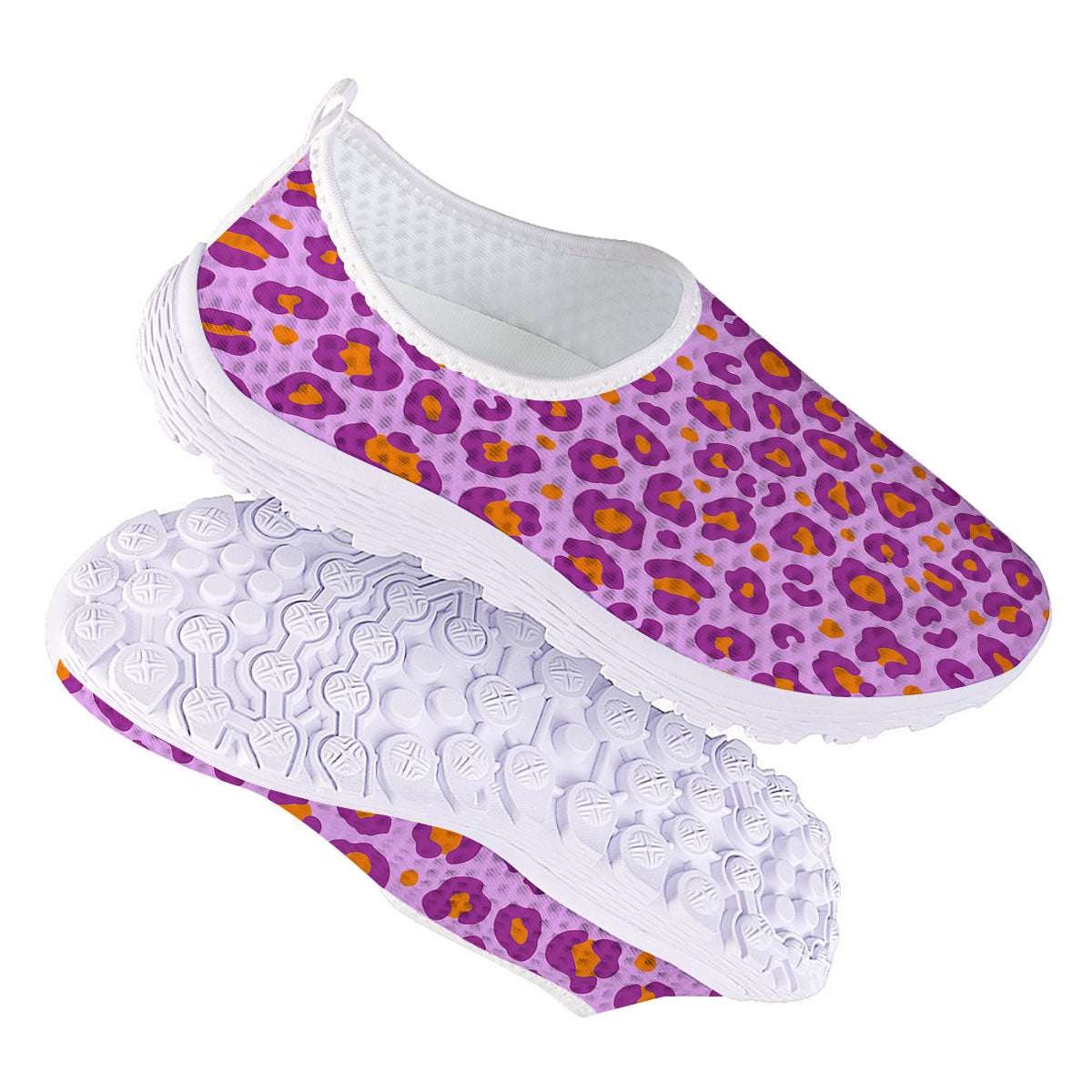 Leopard Purple And Orange Print Nurse Shoes-grizzshop
