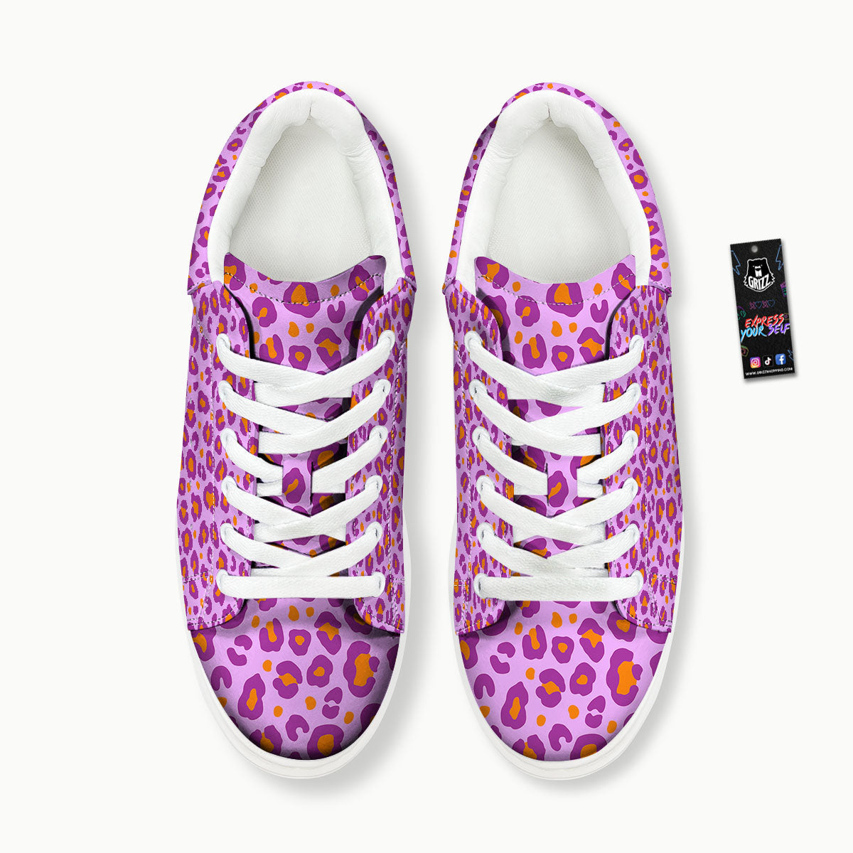 Leopard Purple And Orange Print Platform Shoes-grizzshop