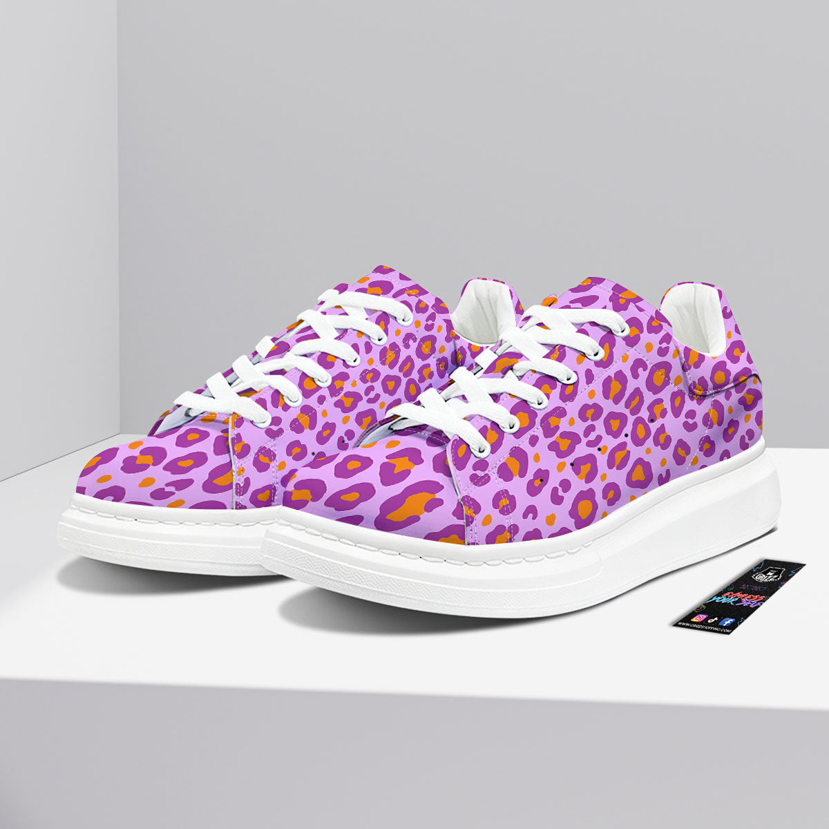 Leopard Purple And Orange Print Platform Shoes-grizzshop