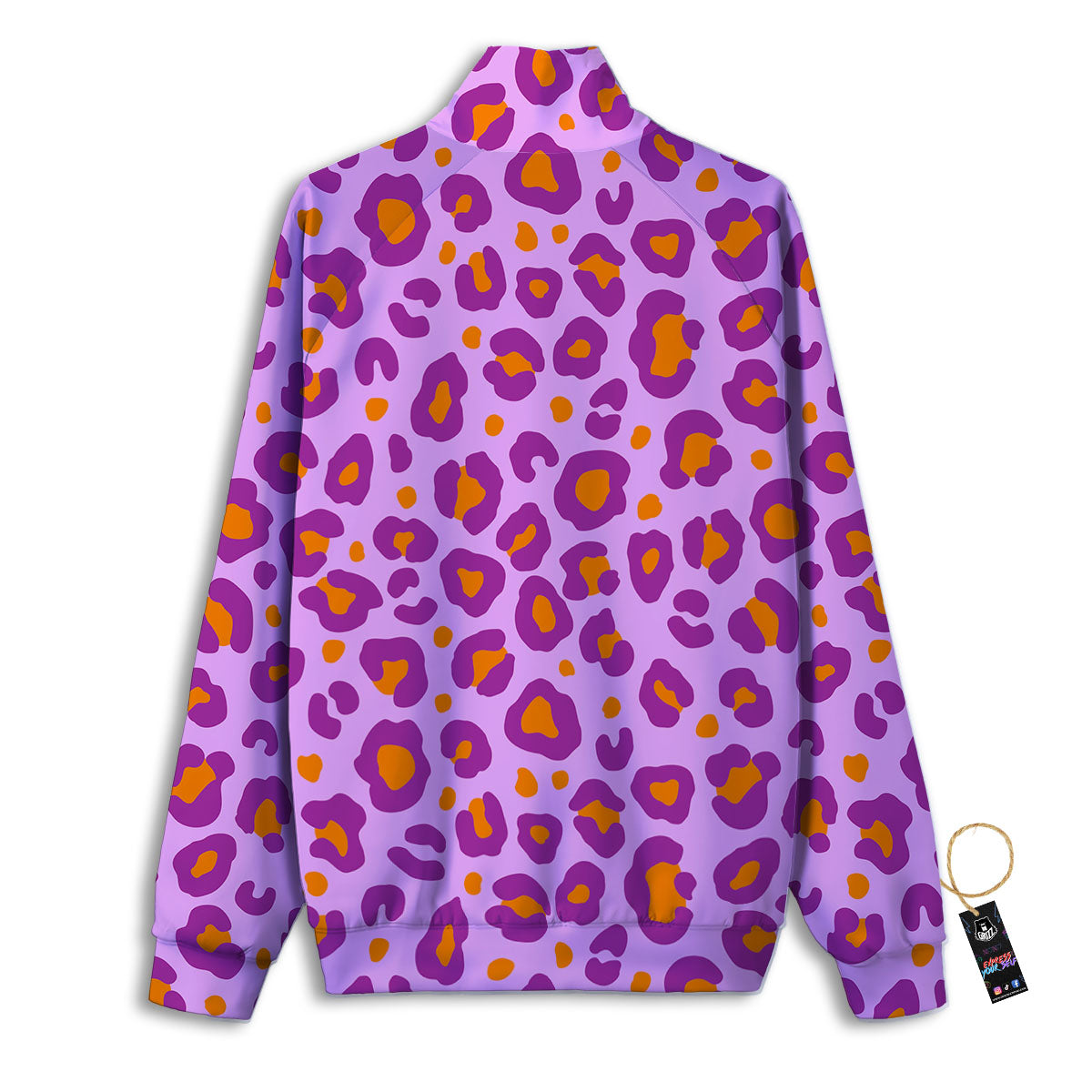 Leopard Purple And Orange Print Track Jacket-grizzshop