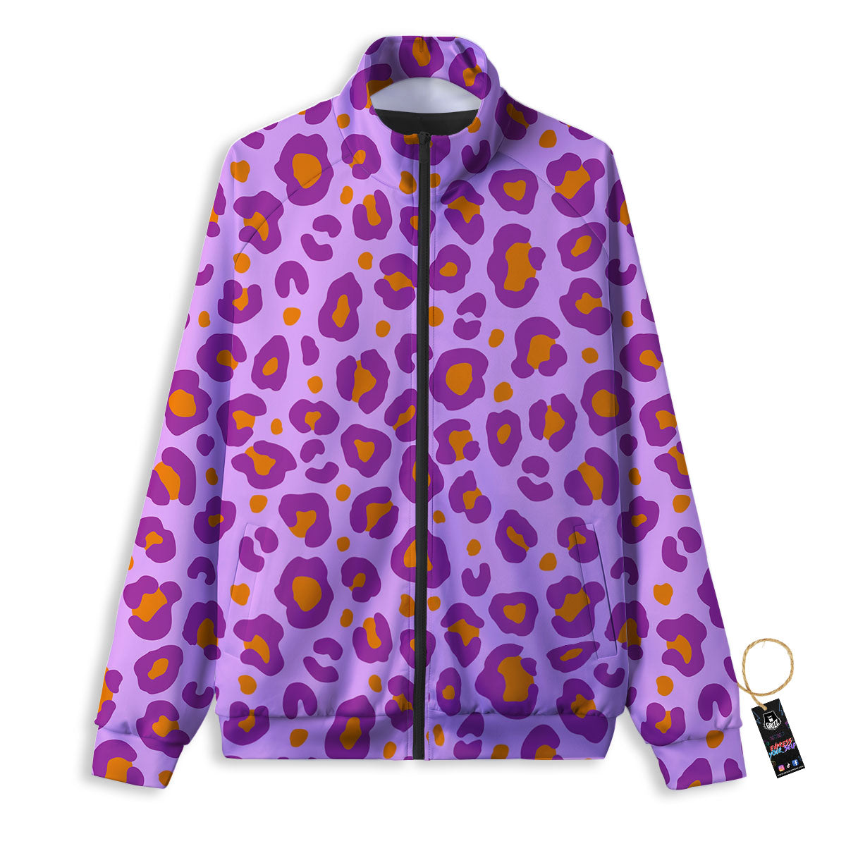 Leopard Purple And Orange Print Track Jacket-grizzshop