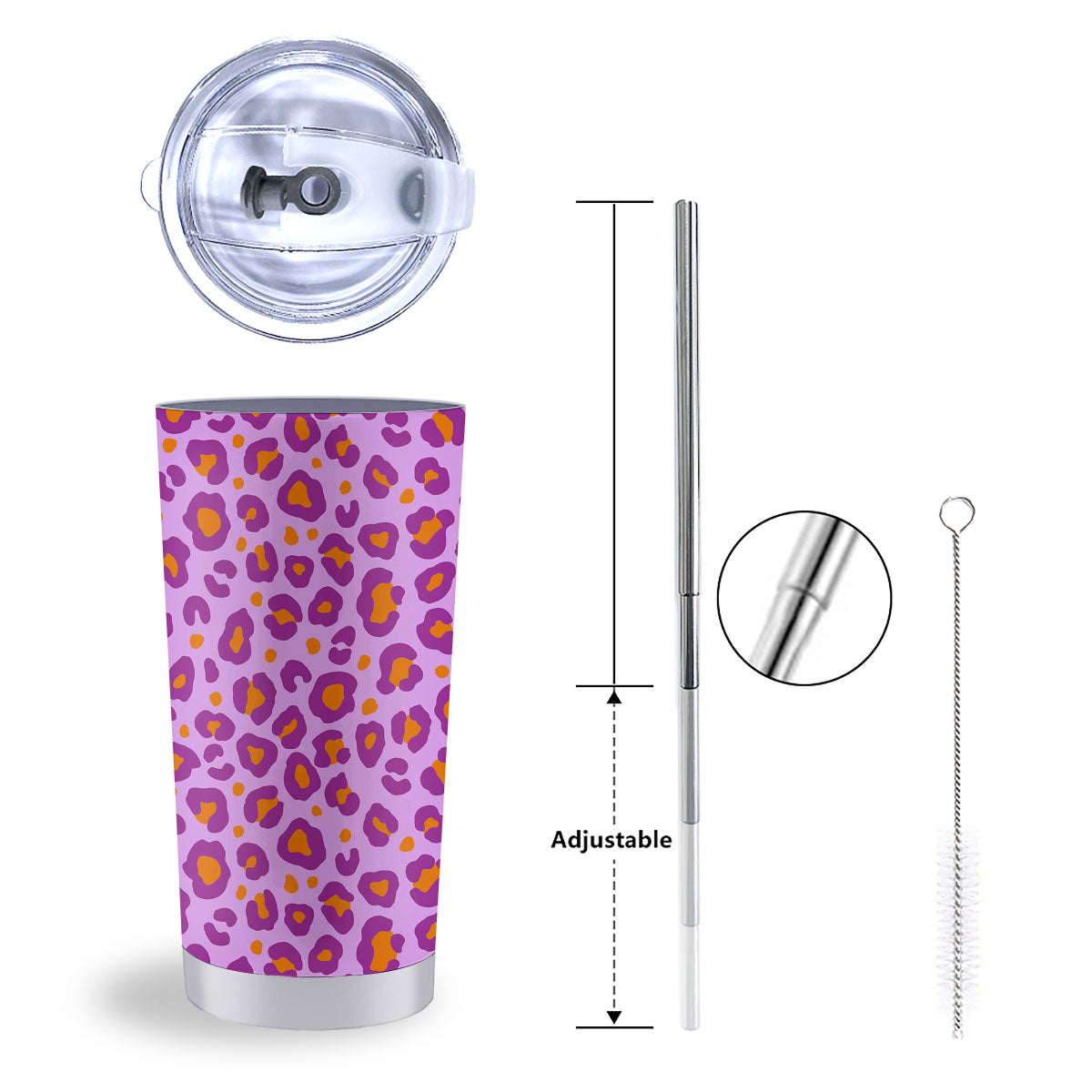 Leopard Purple And Orange Print Tumbler-grizzshop