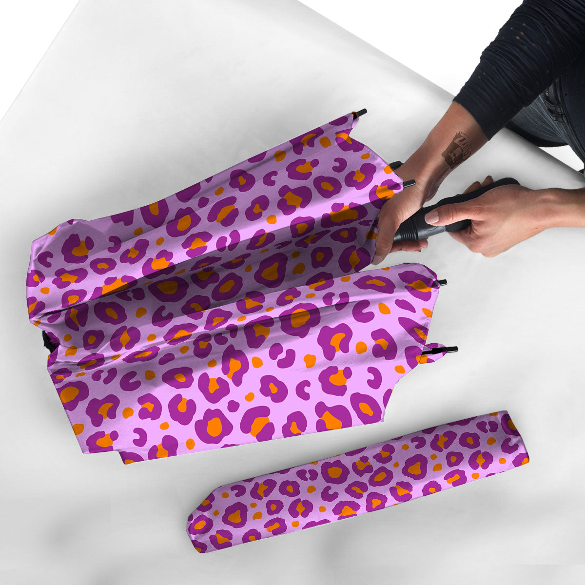 Leopard Purple And Orange Print Umbrella-grizzshop