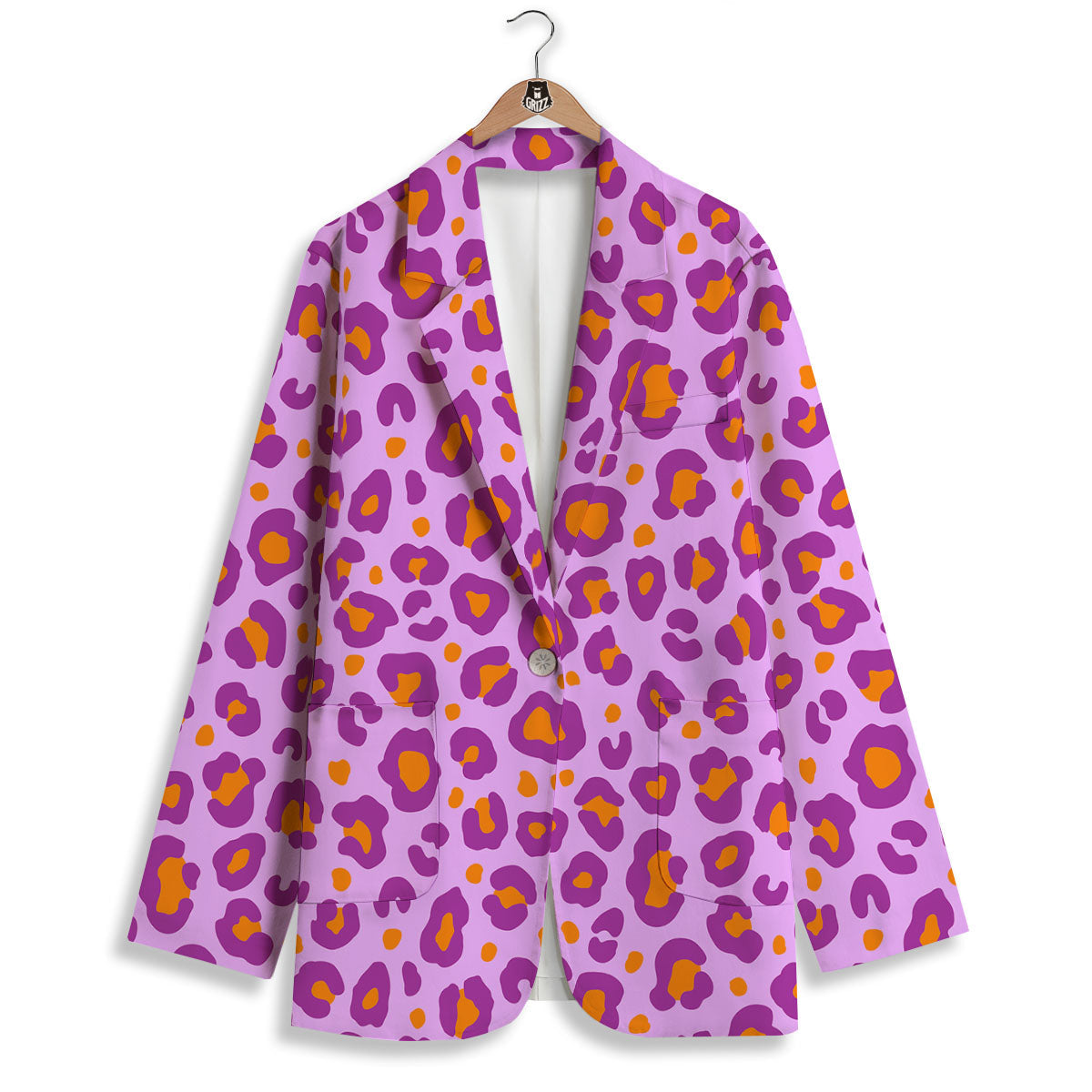 Leopard Purple And Orange Print Women's Blazer-grizzshop