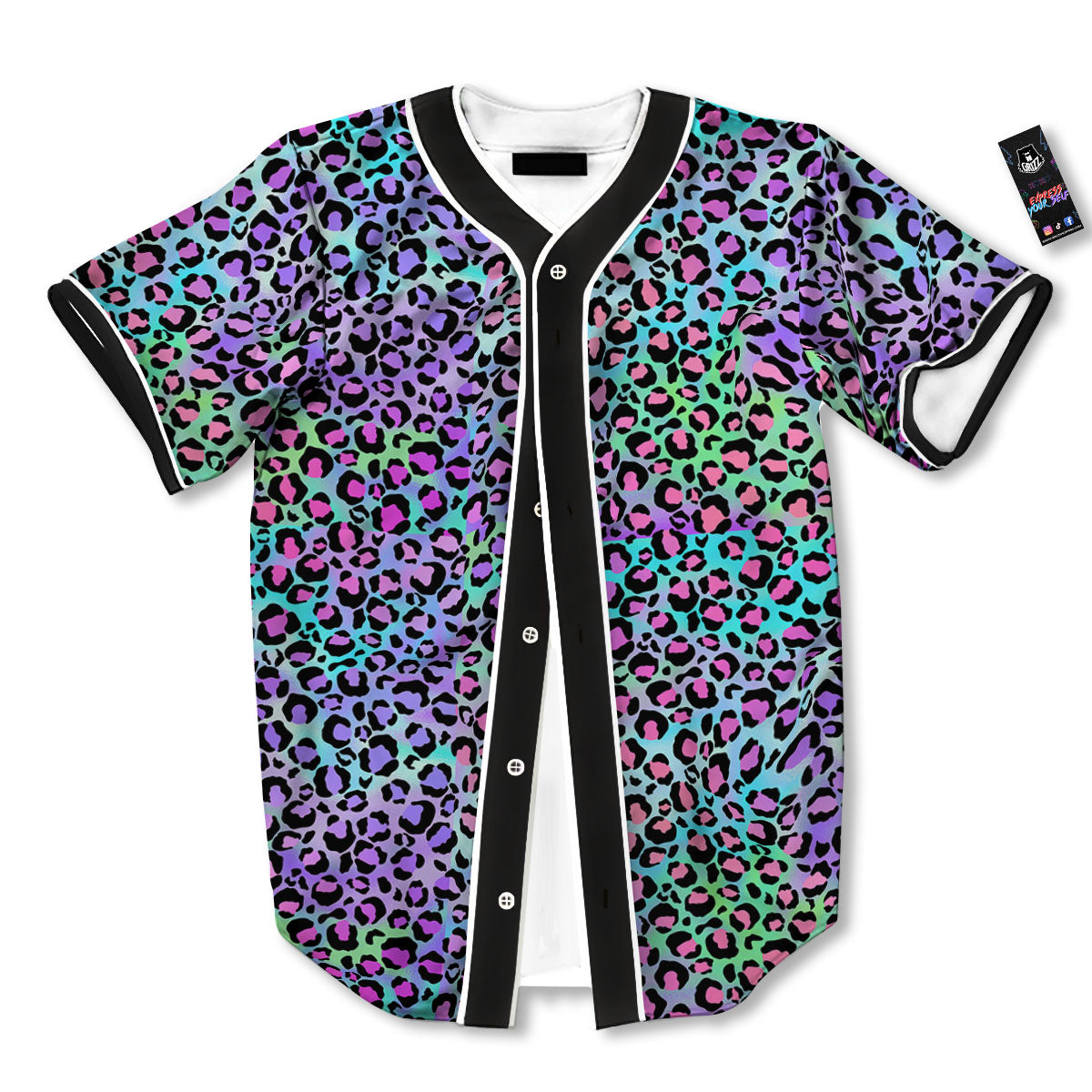 Leopard Rainbow And Purple Print Pattern Baseball Jersey-grizzshop