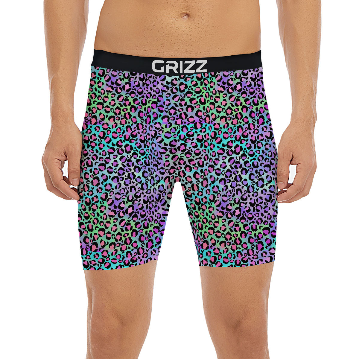 Leopard Rainbow And Purple Print Pattern Boxer Briefs-grizzshop