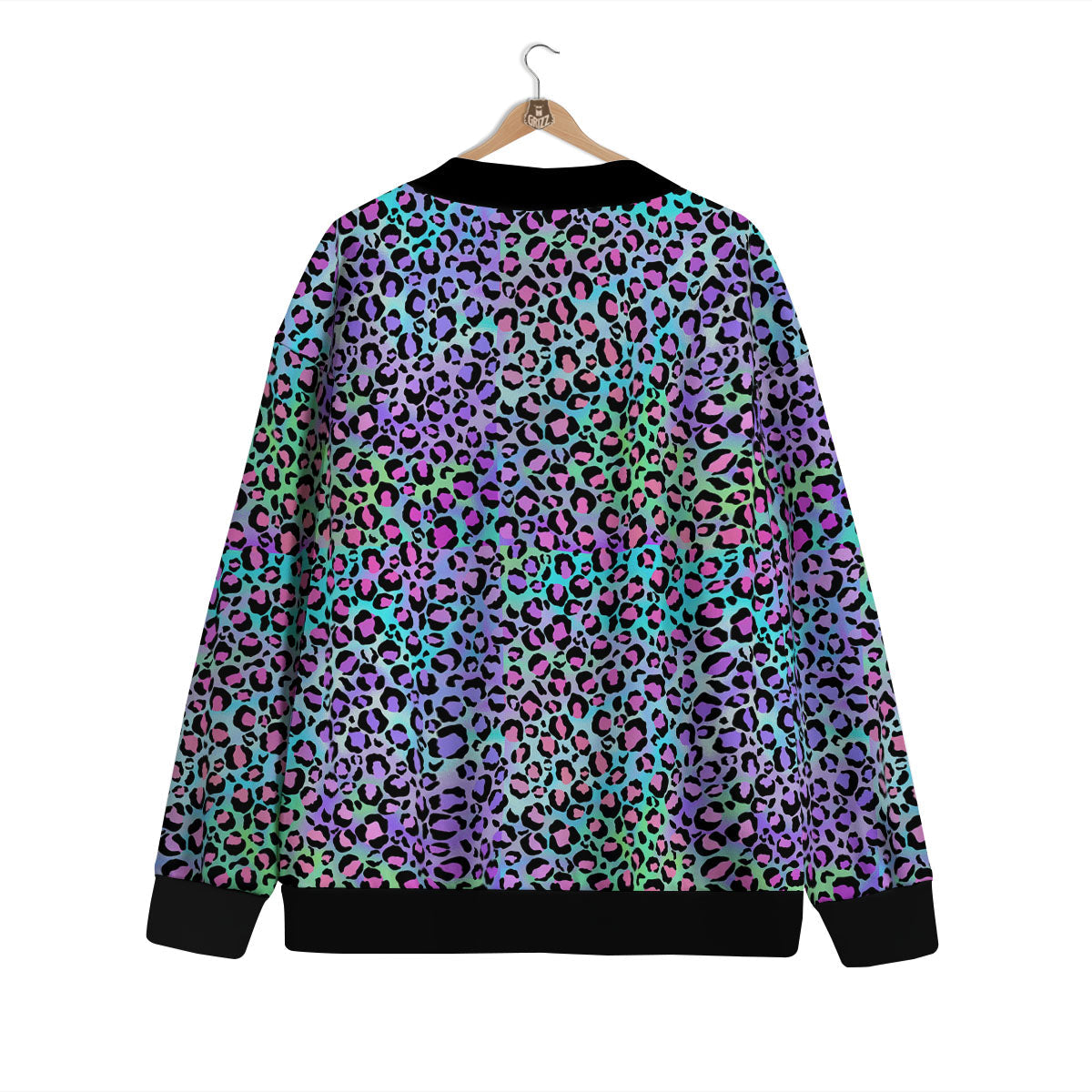 Leopard Rainbow And Purple Print Pattern Cardigan-grizzshop