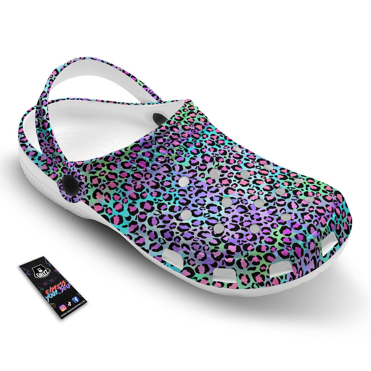 Leopard Rainbow And Purple Print Pattern Clog-grizzshop