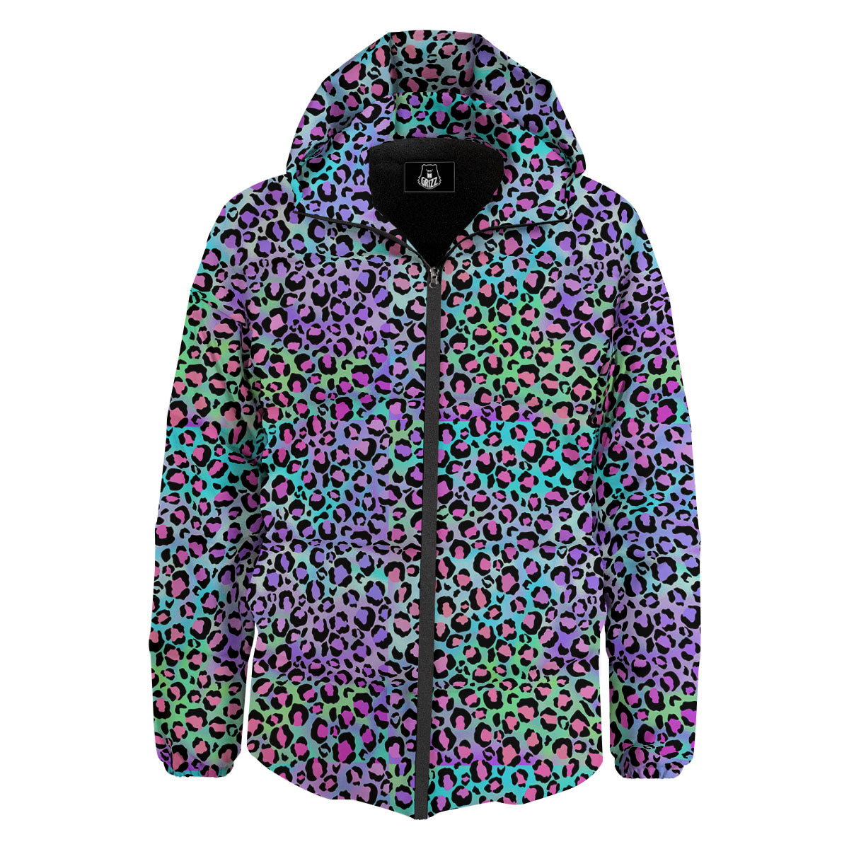 Leopard Rainbow And Purple Print Pattern Down Jacket-grizzshop