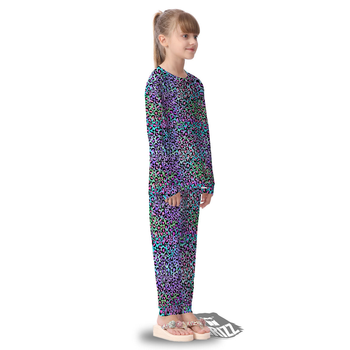 Leopard Rainbow And Purple Print Pattern Kid's Pajamas-grizzshop