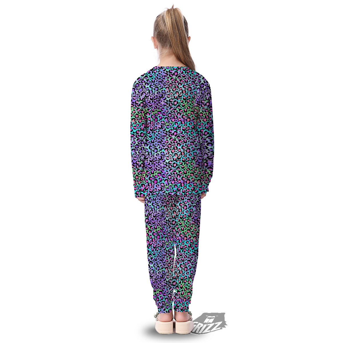 Leopard Rainbow And Purple Print Pattern Kid's Pajamas-grizzshop