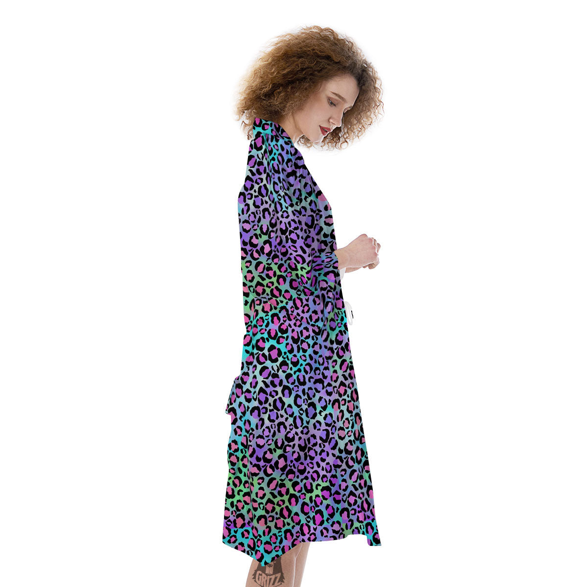 Leopard Rainbow And Purple Print Pattern Kimono-grizzshop