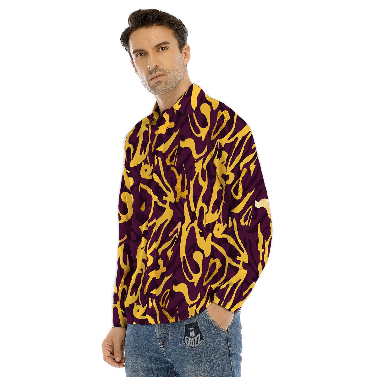 Leopard Rainbow And Purple Print Pattern Men's Dress Shirts-grizzshop