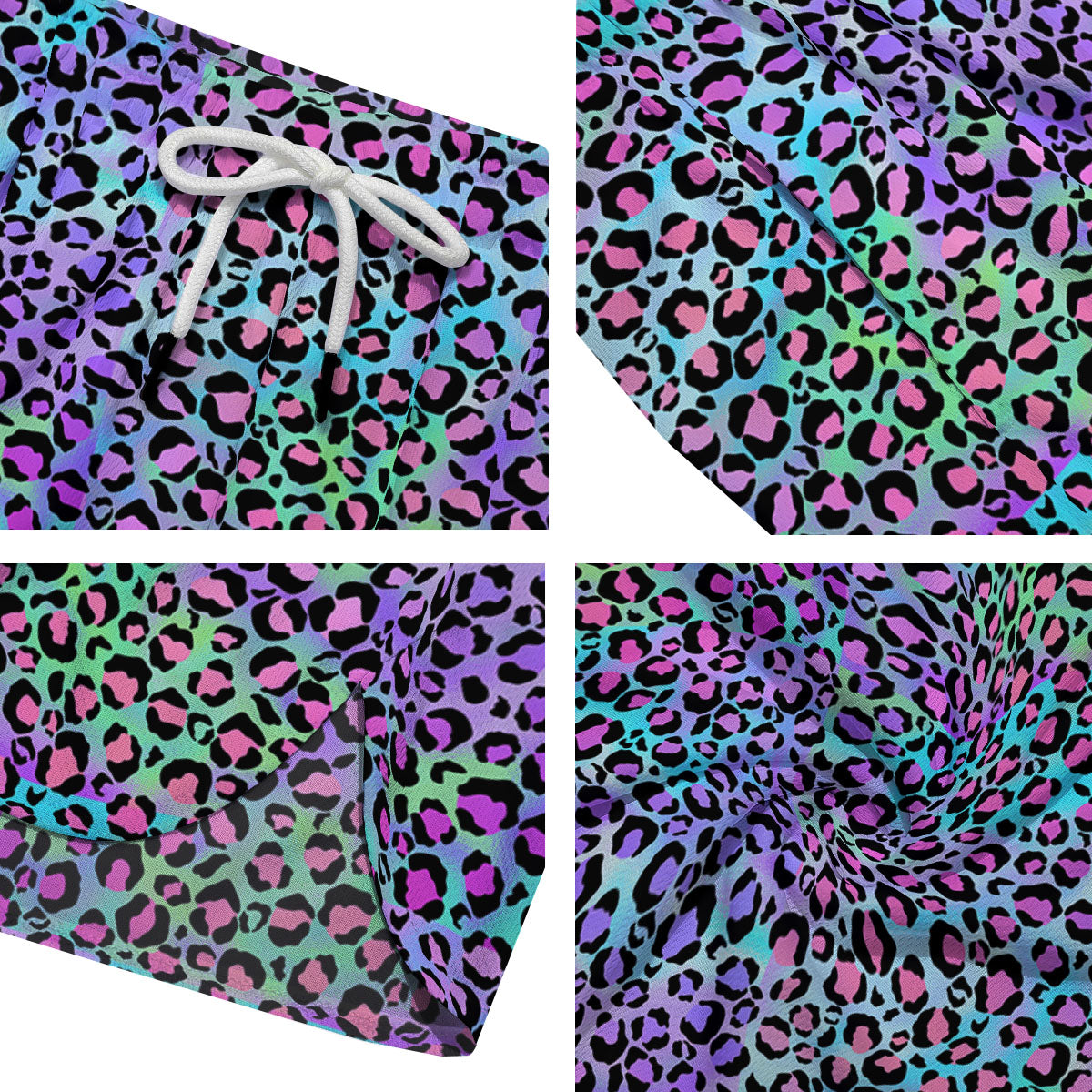 Leopard Rainbow And Purple Print Pattern Men's Running Shorts-grizzshop