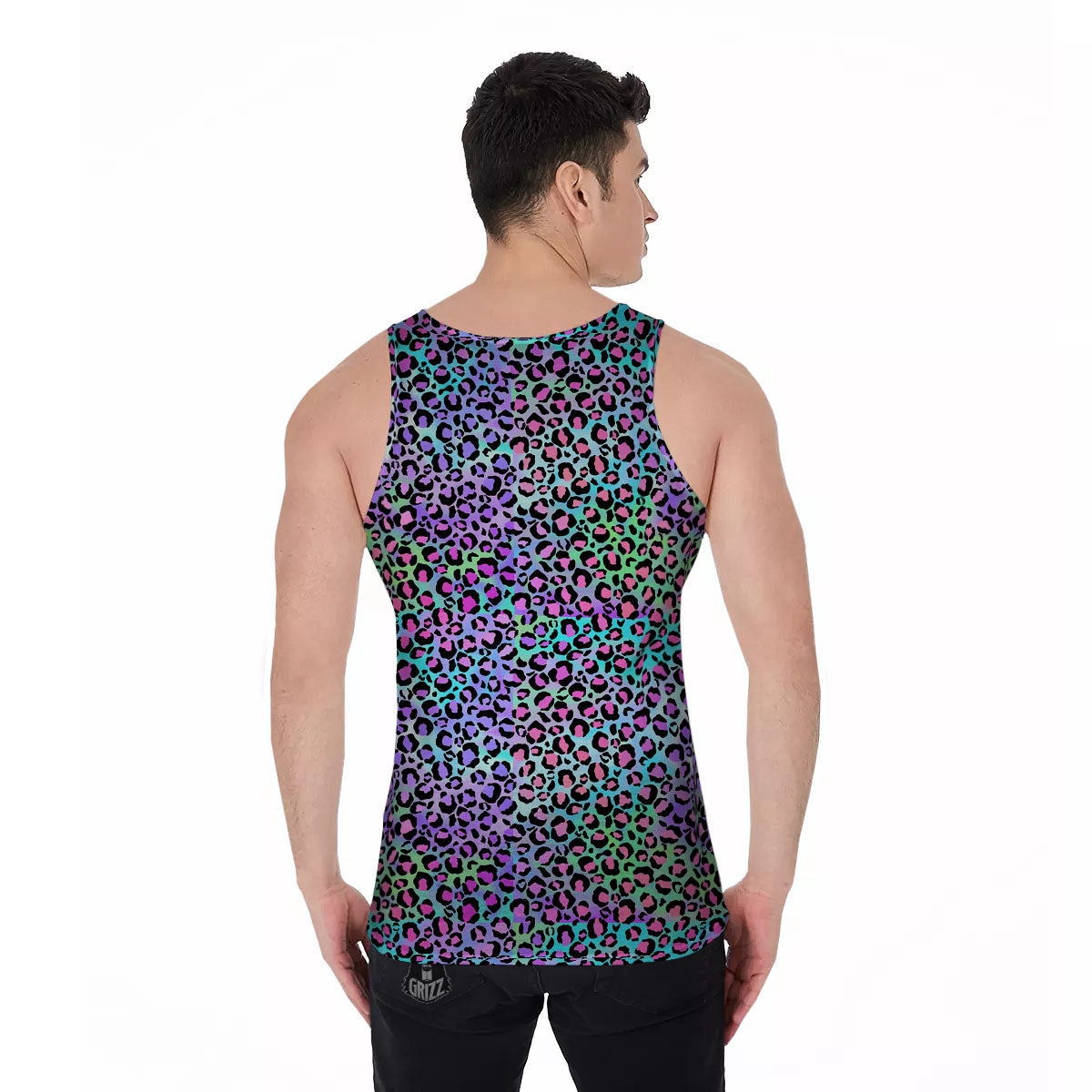 Leopard Rainbow And Purple Print Pattern Men's Tank Top-grizzshop