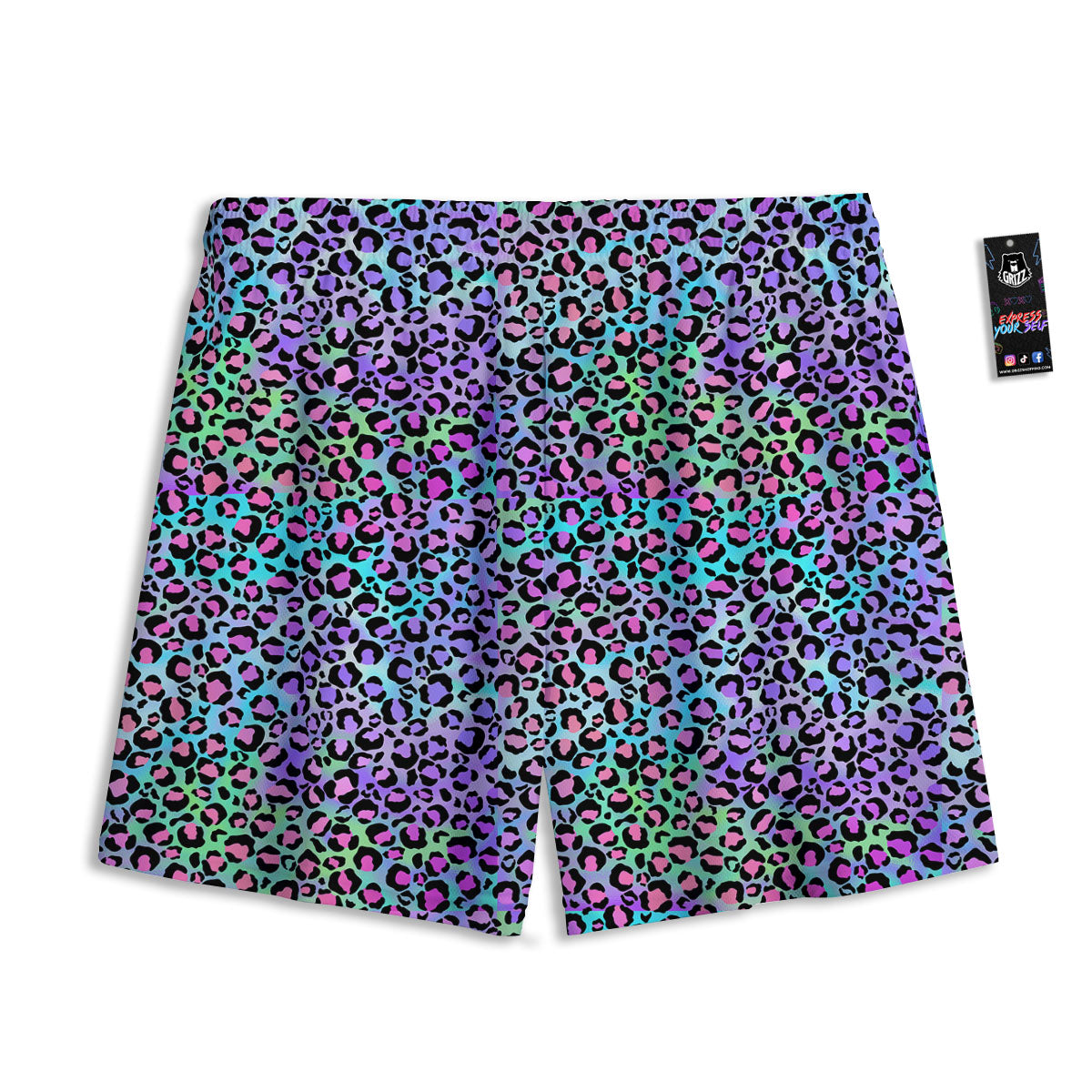 Leopard Rainbow And Purple Print Pattern Mesh Shorts