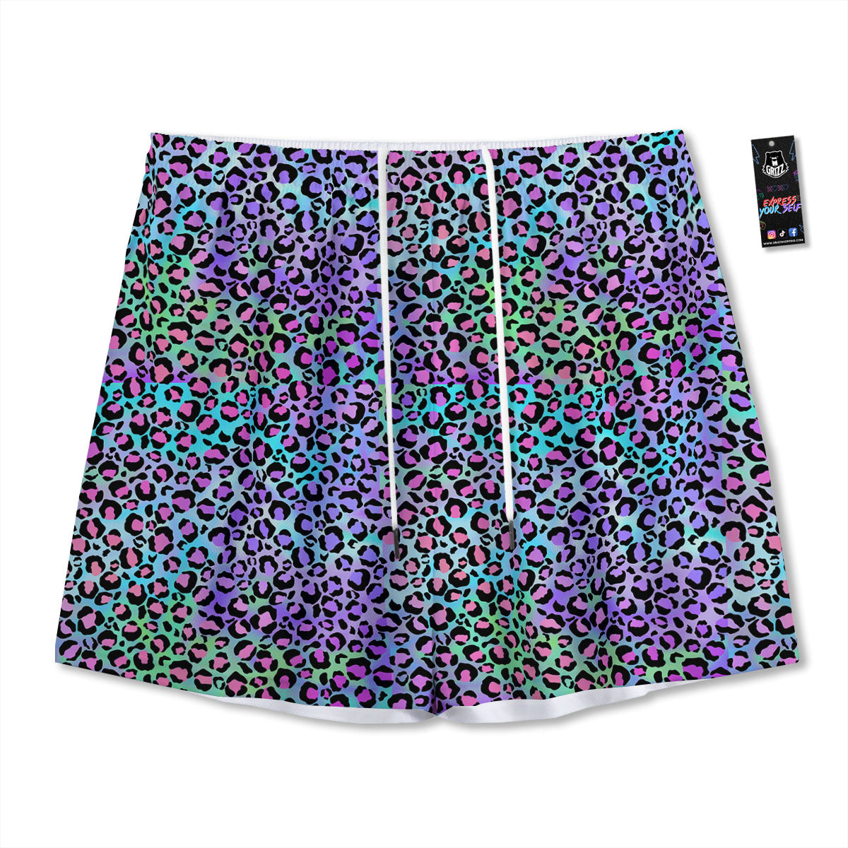 Leopard Rainbow And Purple Print Pattern Mesh Shorts