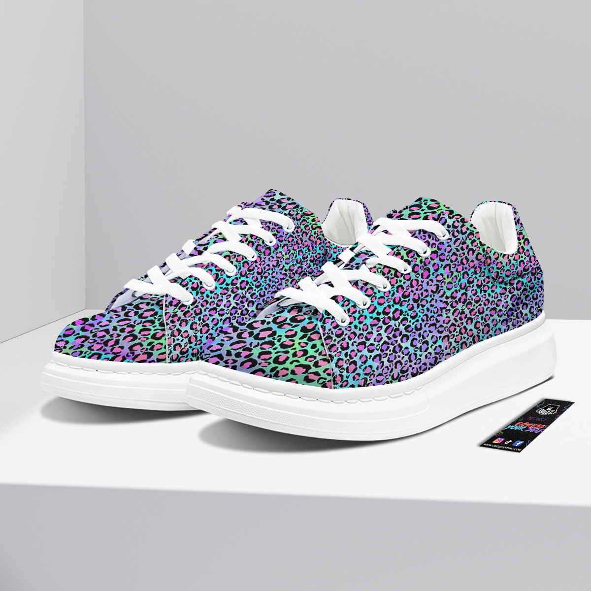 Leopard Rainbow And Purple Print Pattern Platform Shoes-grizzshop