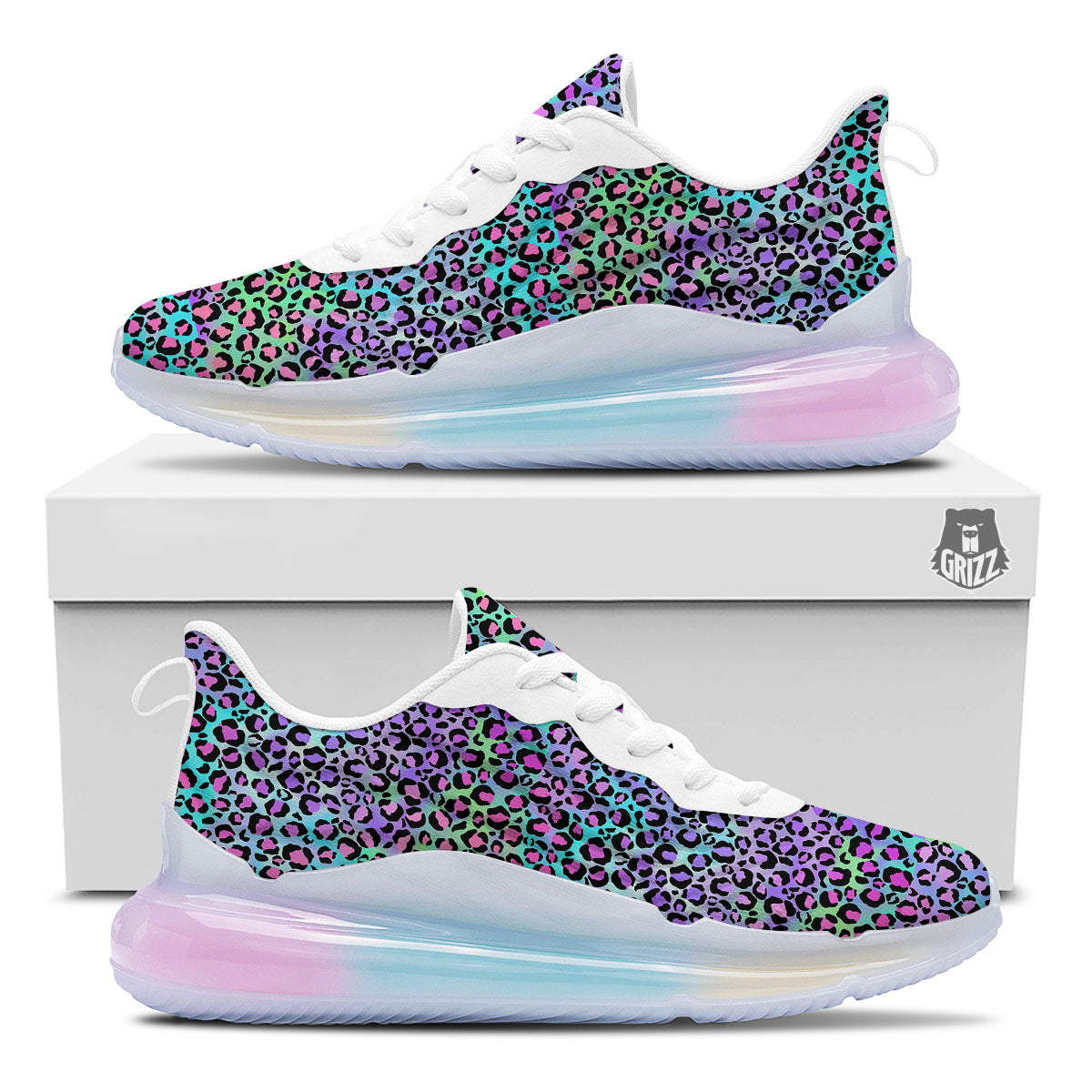 Leopard Rainbow And Purple Print Pattern Running Sneakers-grizzshop