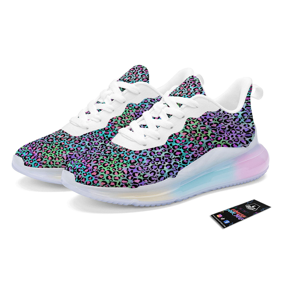 Leopard Rainbow And Purple Print Pattern Running Sneakers-grizzshop