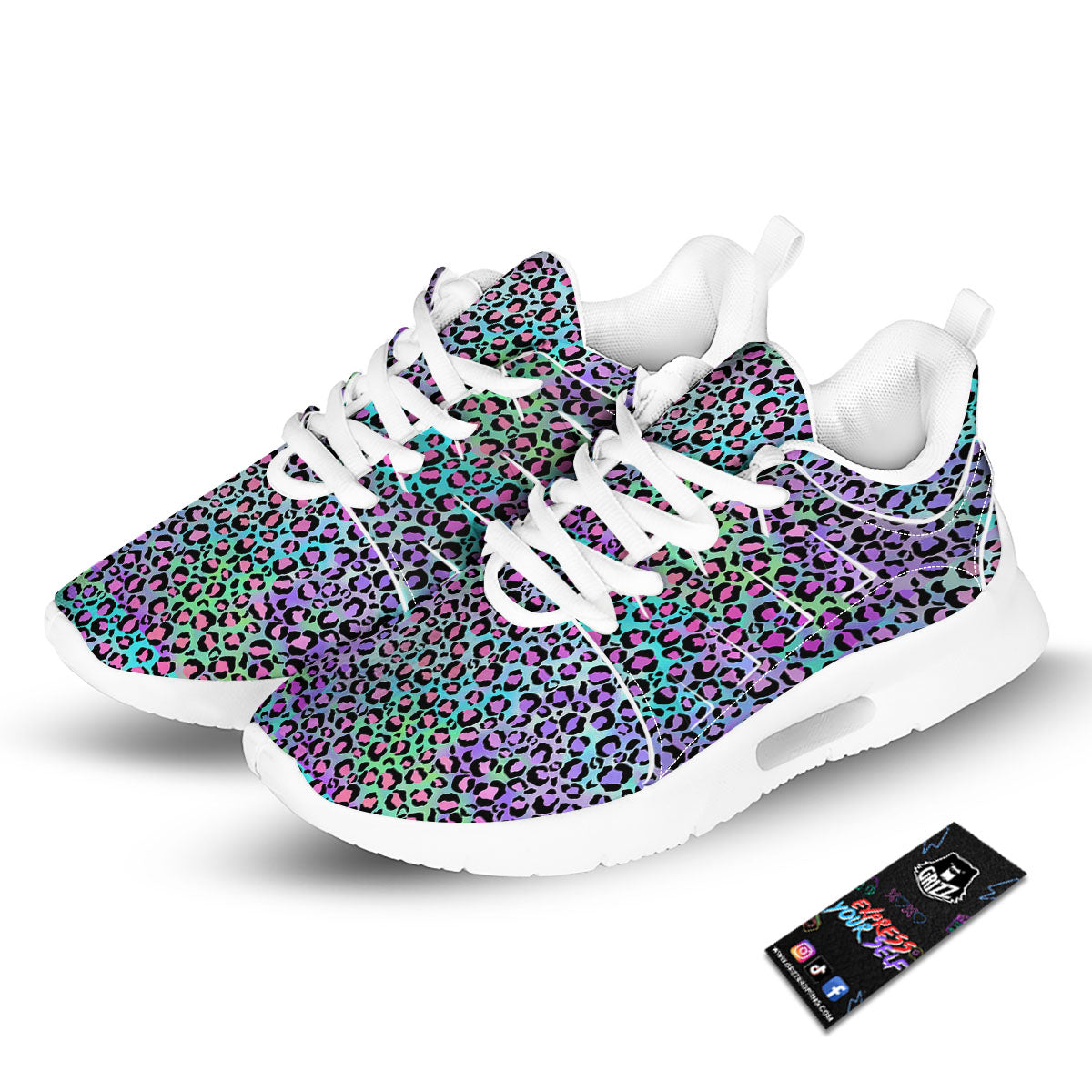 Leopard Rainbow And Purple Print Pattern Tennis Shoes-grizzshop