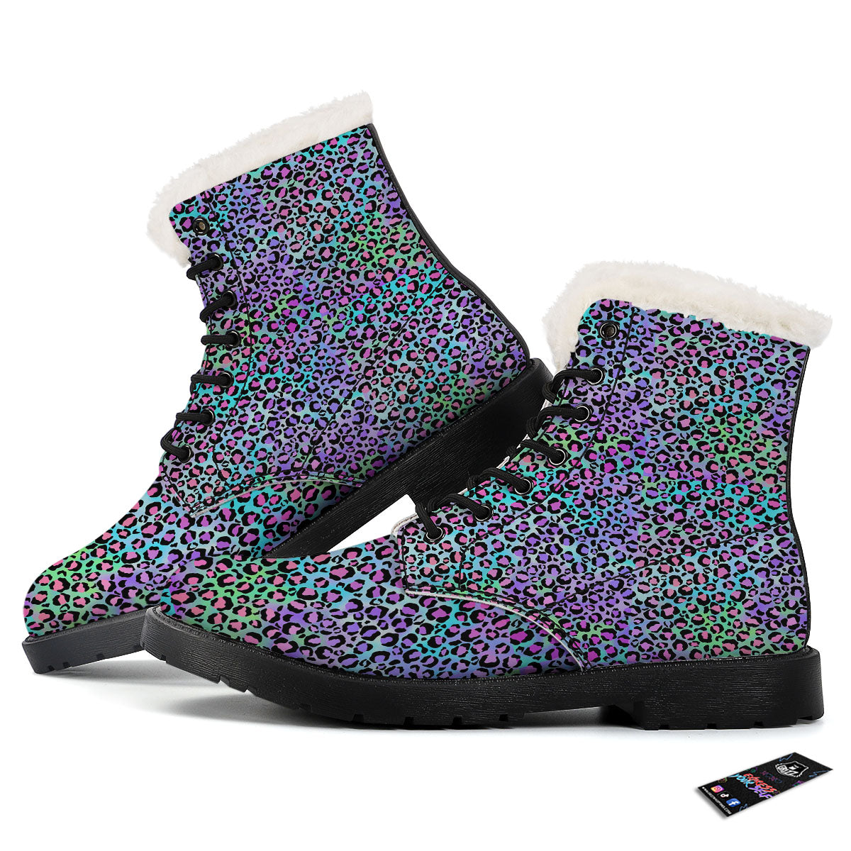 Leopard Rainbow And Purple Print Pattern Winter Boots-grizzshop