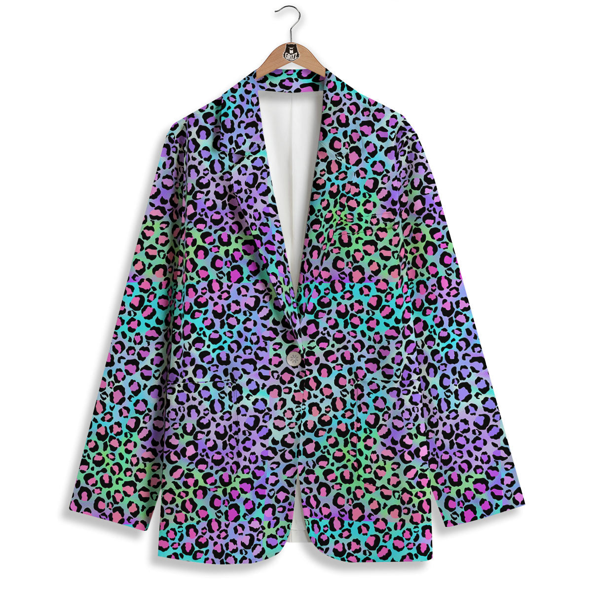Leopard Rainbow And Purple Print Pattern Women's Blazer-grizzshop