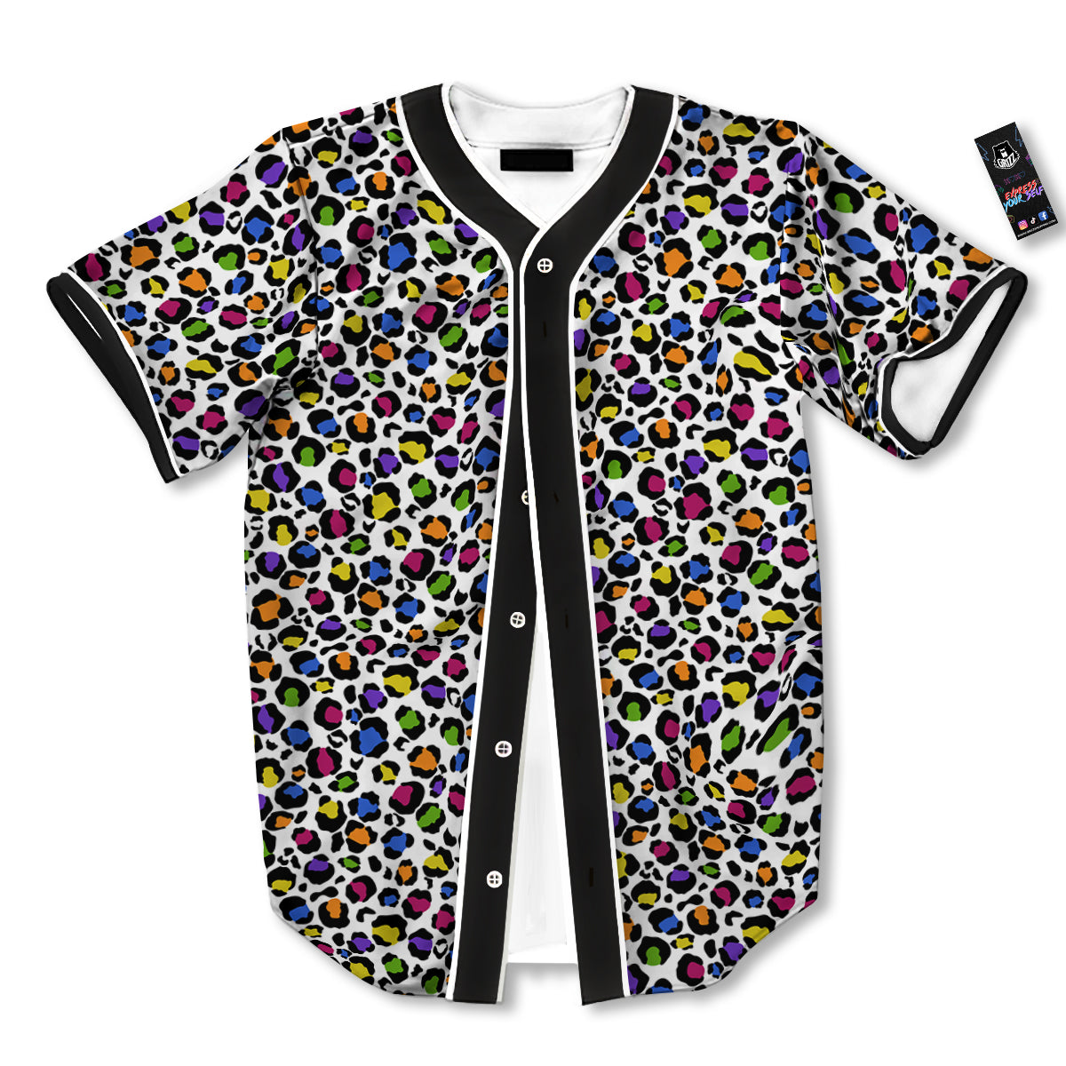 Leopard Rainbow And White Print Pattern Baseball Jersey-grizzshop