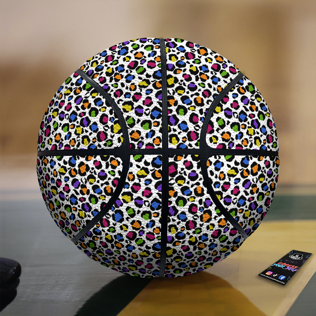 Leopard Rainbow And White Print Pattern Basketball