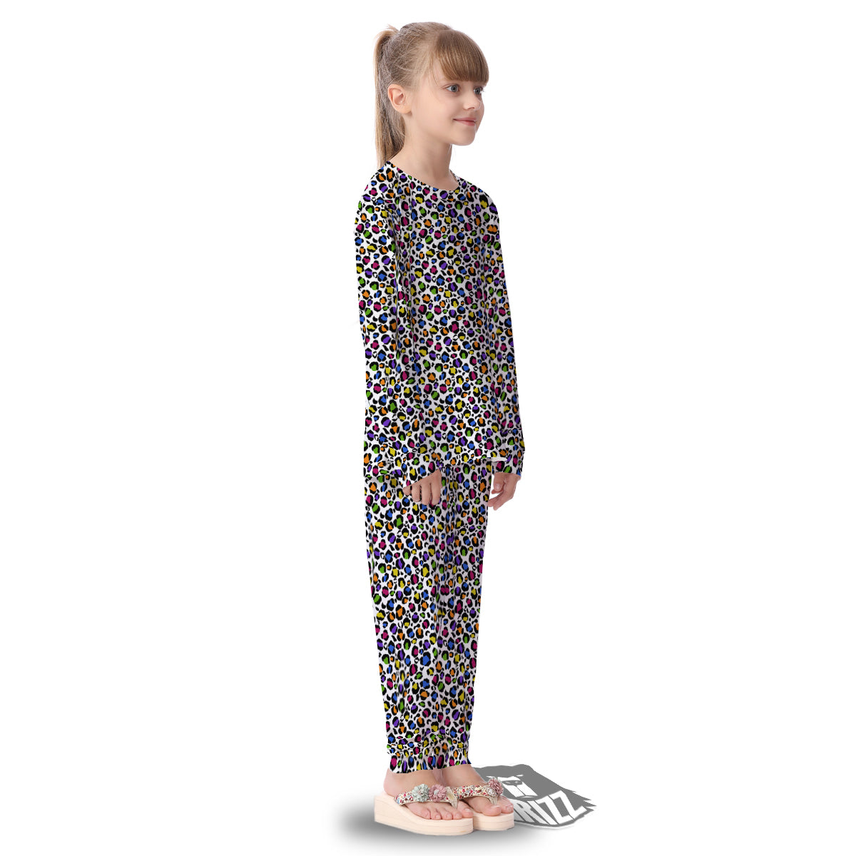 Leopard Rainbow And White Print Pattern Kid's Pajamas-grizzshop