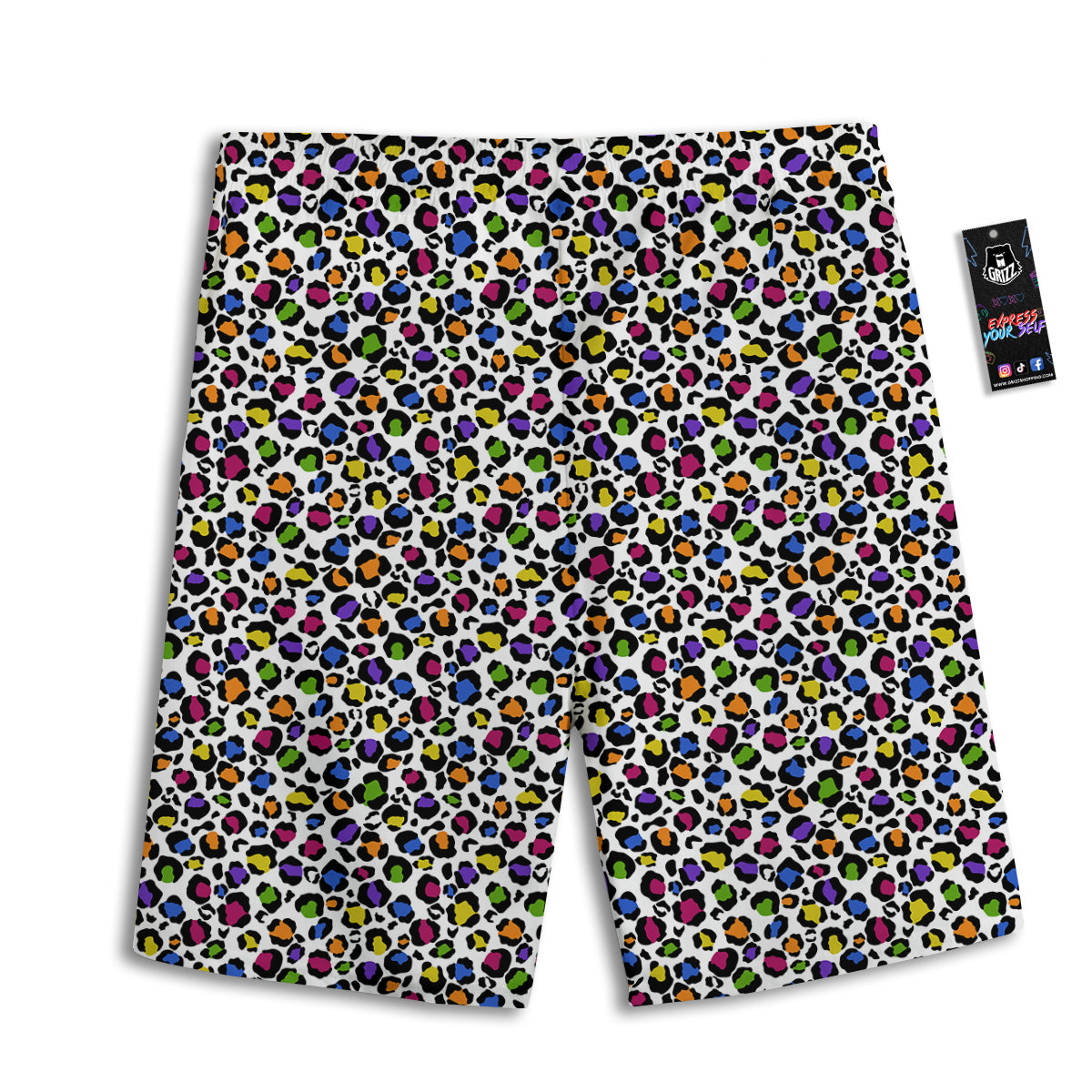 Leopard Rainbow And White Print Pattern Men's Athletic Shorts