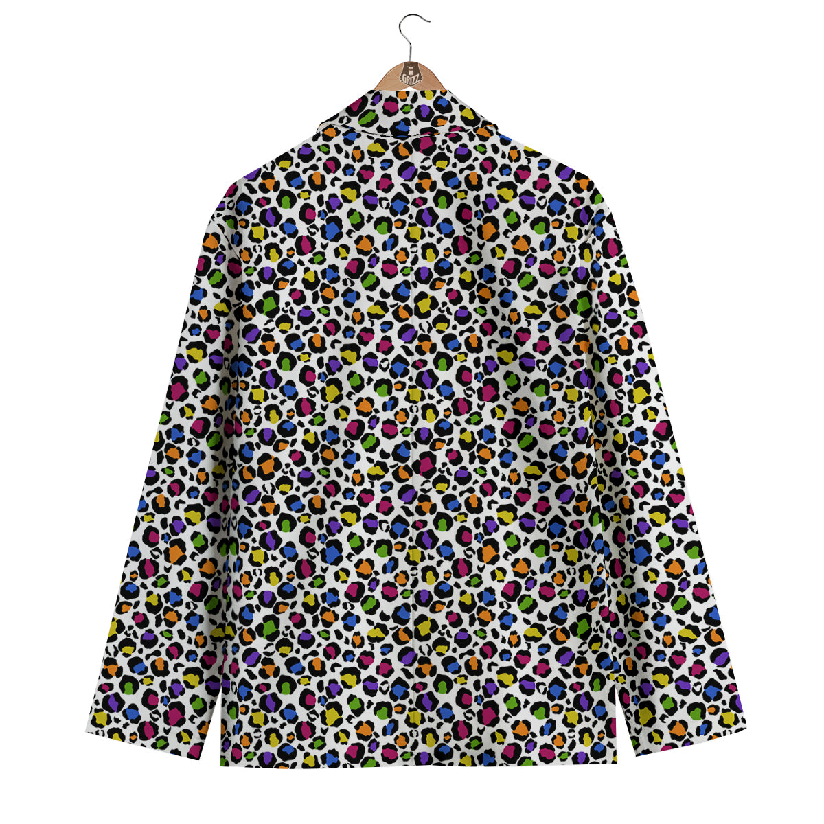 Leopard Rainbow And White Print Pattern Men's Blazer-grizzshop