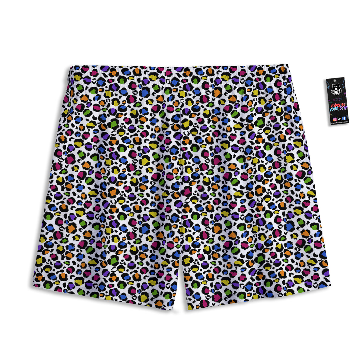 Leopard Rainbow And White Print Pattern Mesh Shorts