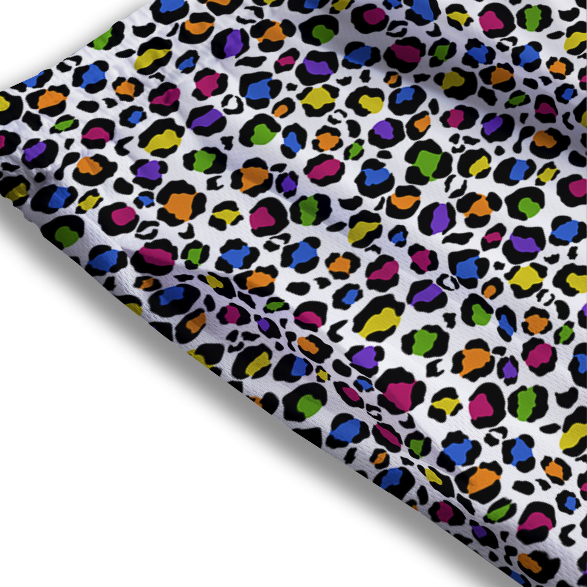 Leopard Rainbow And White Print Pattern Mesh Shorts