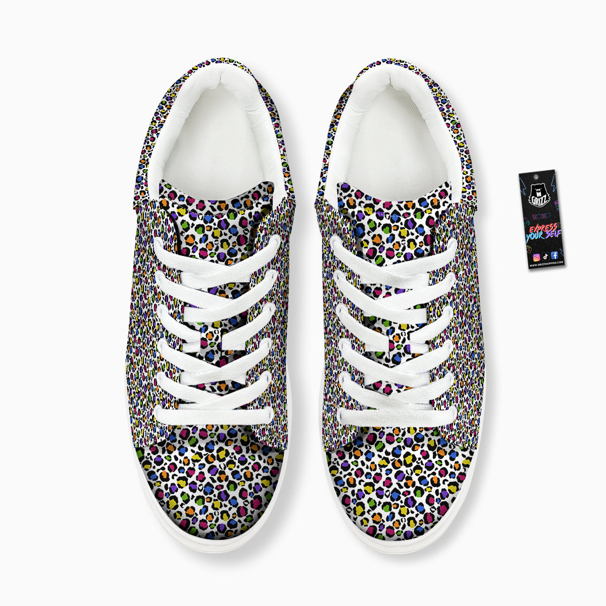 Leopard Rainbow And White Print Pattern Platform Shoes-grizzshop