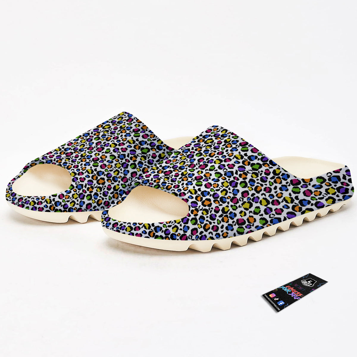 Leopard Rainbow And White Print Pattern Sandals-grizzshop