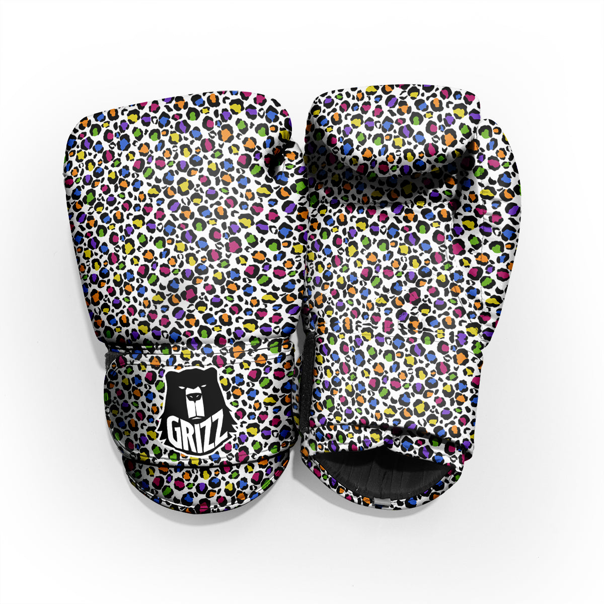 Leopard Rainbow And White Print Pattern Pro Boxing Glove