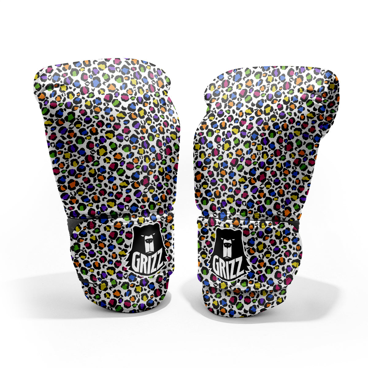 Leopard Rainbow And White Print Pattern Pro Boxing Glove