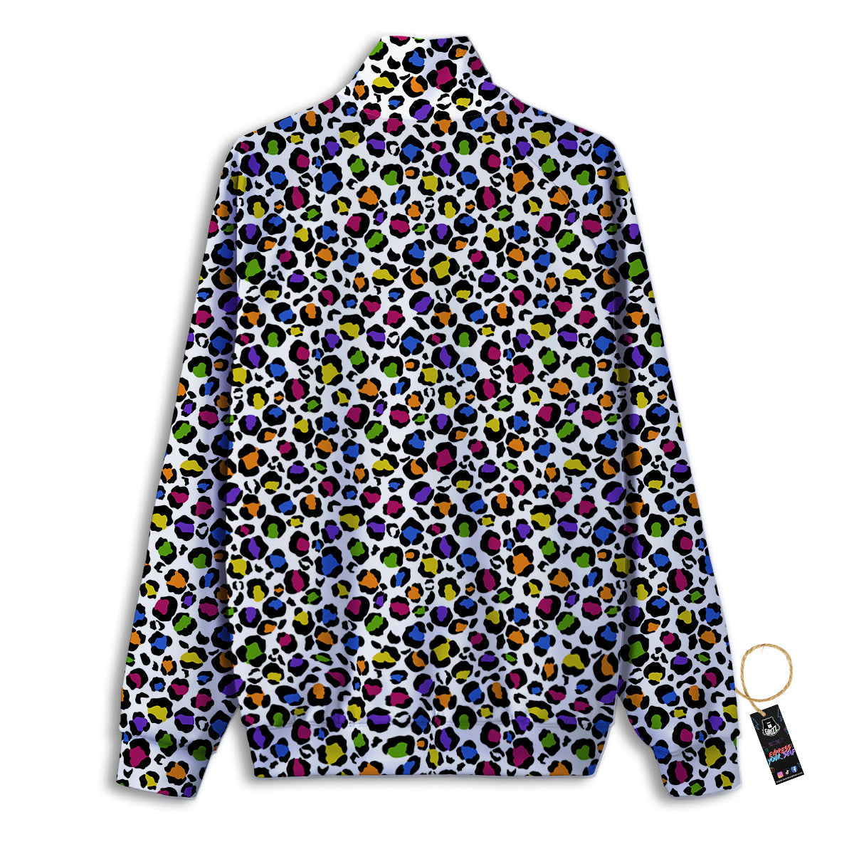 Leopard Rainbow And White Print Pattern Track Jacket-grizzshop