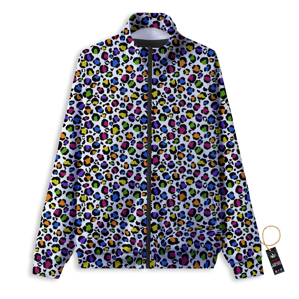 Leopard Rainbow And White Print Pattern Track Jacket-grizzshop