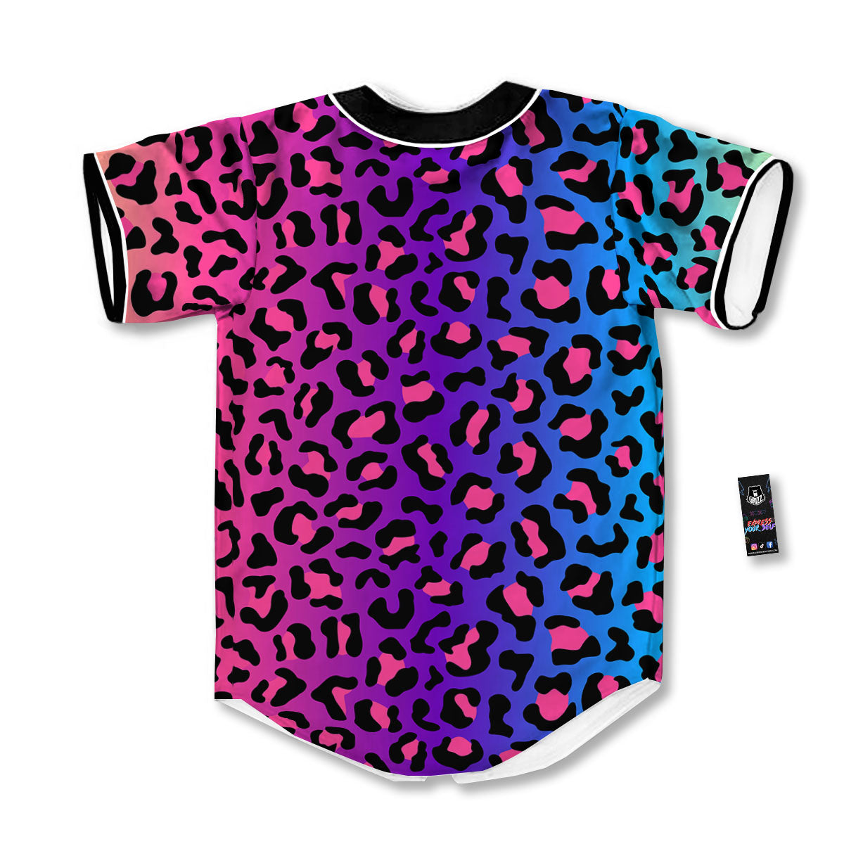 Leopard Rainbow Print Baseball Jersey-grizzshop