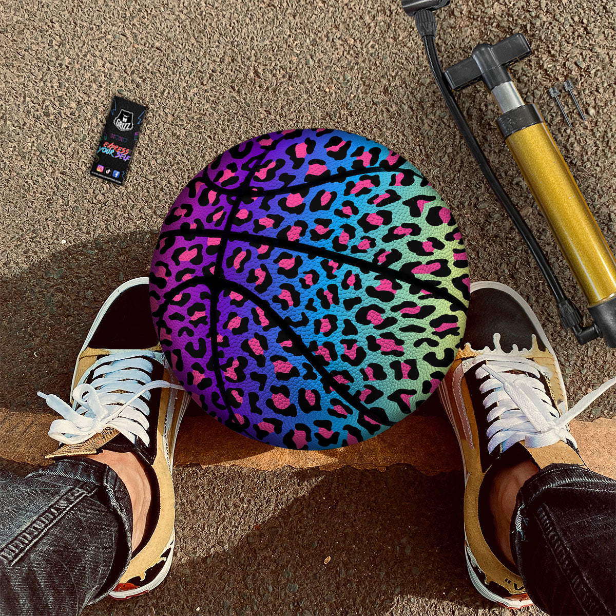 Leopard Rainbow Print Basketball-grizzshop