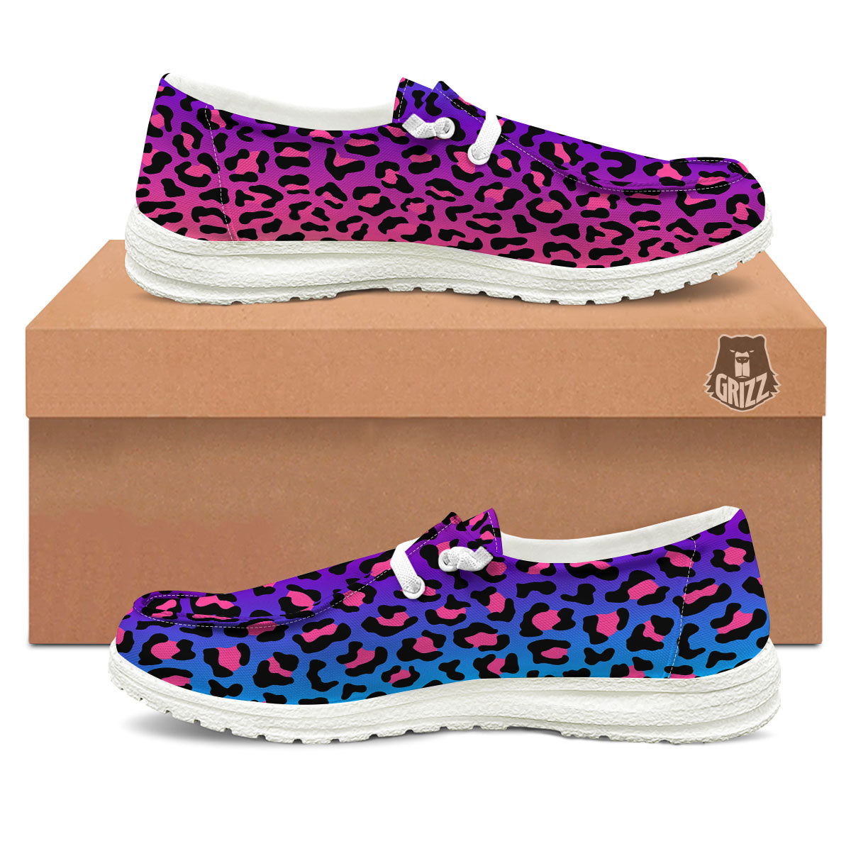 Leopard Rainbow Print Black Loafers-grizzshop